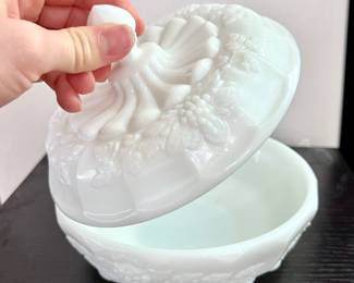 Victorian milk glass container