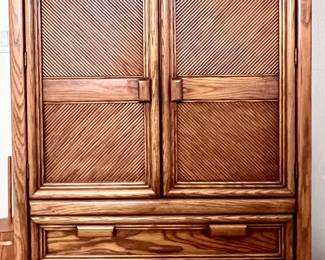 Large wood storage cabinet with drawers