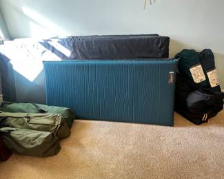 camping mats, sleeping bags, camping tents