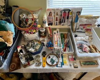 Sewing items, fabric, mis 