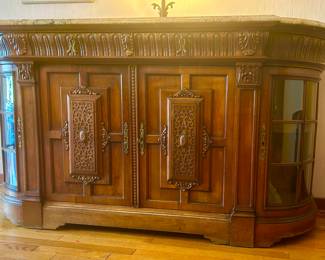 Antique French Walnut Marble Top Sideboard circa 1860-1870 signed by the maker