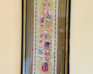 Framed Asian tapestries 