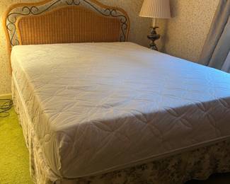 Double Bed With Wicker And Metal Headboard