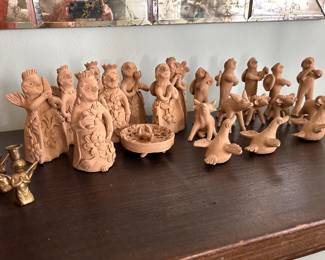 22 pc nativity attributed to Mexican folk art artist Teodora Blanco $450.