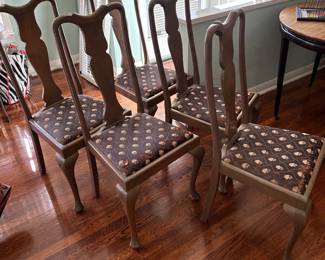 Set of five slat back dining chairs
