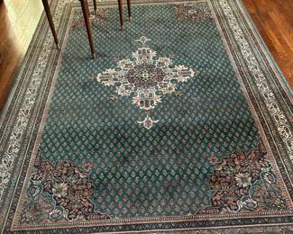 Vtg aquamarine machine loomed rug (6.7' x 9.6')$300