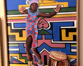 Original acrylic painting on canvas  "Rhythm in Ndebele by Lael Seagert, $250.