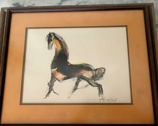 Georg Hampton (Port Arthur, TX,) 1967 Ink and watercolor on paper 10 1/2 x 7 1/2" inscribed to the Bobbits  (LBJ association.) $450.