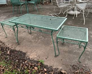 3 pc vintage wrought iron  tables 