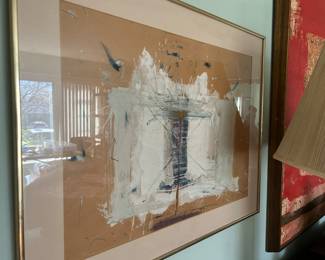 Michael Tracy (b.1943 active, living in Texas) Beige Black & White abstract, oil on paper, 23 1/2" x 17 1/2"$1100