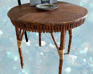 Bamboo and Rattan table 32" diameter and 29" height (Zenith radio) 
