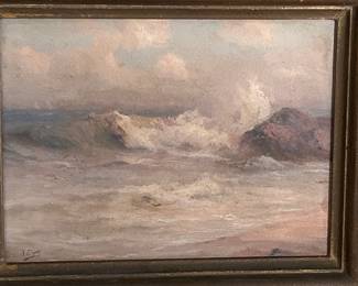 Angel De Service Espoy (1879 -1963) 9 x 12 oil Seascape painting on board signed lower right $600.
