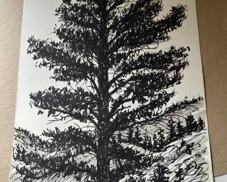 Michael Frary  (U.T. at Austin, TX ,1918 - 2005) unframed black and white sketch signed lower right