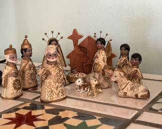 Vintage Tonala  folk art nativity set. 
