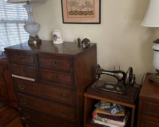 Suite of midcentury bedroom furniture by "McCoy" (although shown missing, veneer has been re-glued)