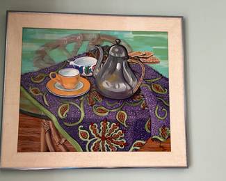 "Tea Time"  original acrylic on canvas by Lael Seagert, measures 20 x 24" $250. 
