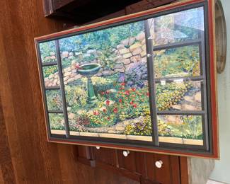 Lael Seagert original "Spring Garden / Red Bird" Acrylic on Canvas 36 x 24" $300