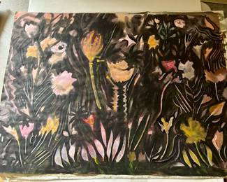 Michael Frary (U.T. at Austin, TX ,1918 - 2005), "black Flowers" signed lower right, 30" x 22", $375.00