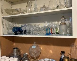 Pewter, crystal stemware misc.