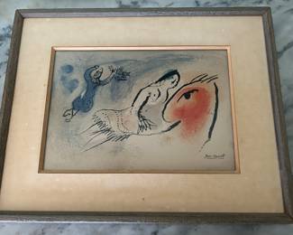 Marc Chagall "La Petite Ecuyere", Color Lithograph from 1967 measures 10 1/2" x 7", $650. in frame