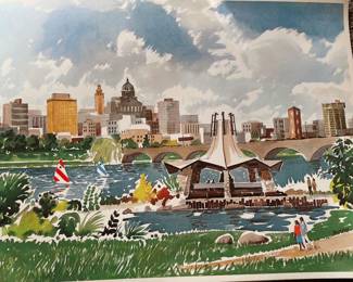 Michael Frary "Town Lake Gazebo" multiple (5)  prints, $30-35. each depending on condition 