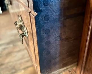 detail of joinery on previous chest