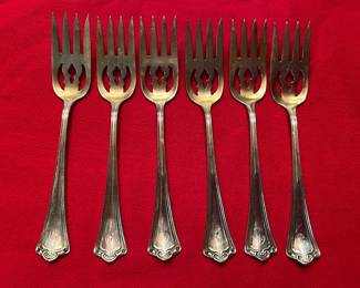 6 Manchester sterling dessert / salad forks