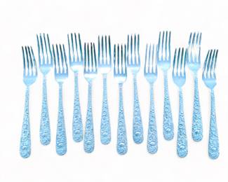 Large set of 76 repousse sterling silver set