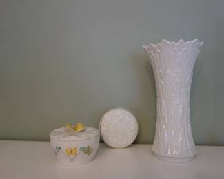 Lenox vase, Belleek trinket box