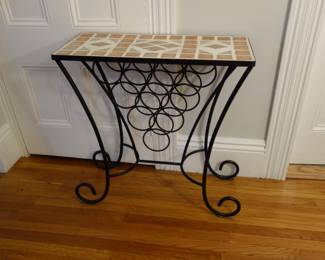 wrought iron tile-top wine bar