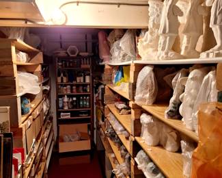 Hundreds of unfinished pottery pieces . With paint and we even have a kiln 