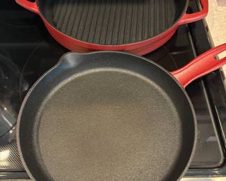 Cook's Essentials Nonstick Cast Iron 12" Grill & 10" Skillet