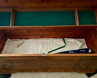 Inside wooden chest.