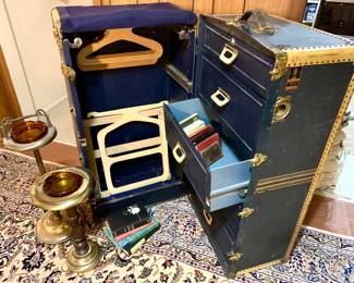 Oshkash Vintage Steamer Trunk in FABULOUS condition. MCM Smoking Stands