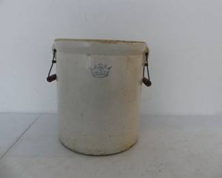 Vintage Robinson Ransbottom 5 Gallon Blue Crown Crock with Handles - Great Condition