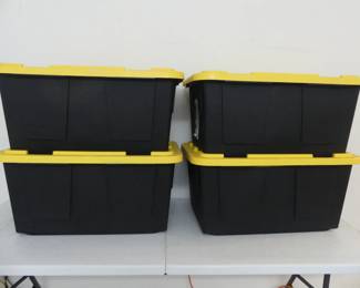 Greenmade 27-Gallon Professional Grade Box Storage Bins - Black/Yellow Lid - 4 in All
