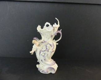 Antique German Ornate Vase with Cherub