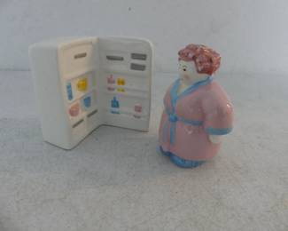 Vintage Clay Art "Midnight Snack" Ceramic Salt & Pepper Shaker Set