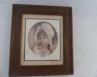 Signed/Matted/Framed Vintage "Young Cowgirl" by Vel Miller - 13½" x 15½"