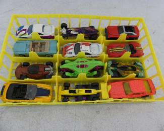 Vintage 12 Hot Wheels in Plastic "Shelf"