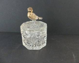 Vintage 1990s Hofbauer Crystal The Byrdes Collection Gold Trinket Box 