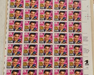 Sheet of Elvis Postage Stamps