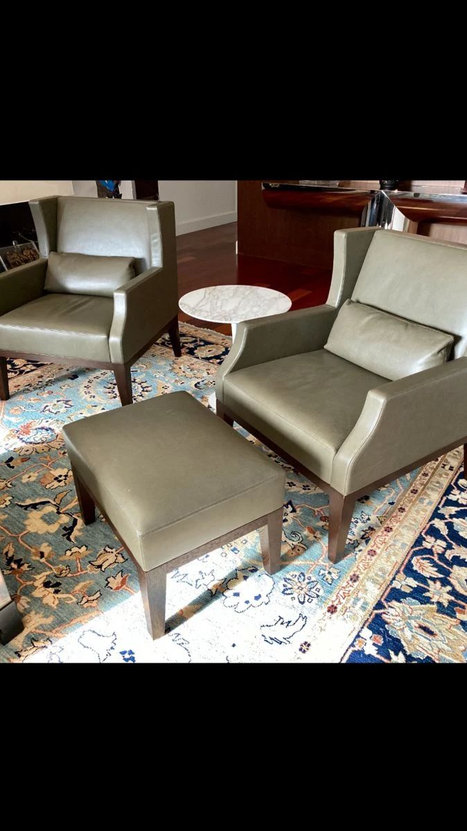 VINTAGE HOLLY HUNT LEATHER 5pc SET by the late CHRISTIAN LIAIGRE