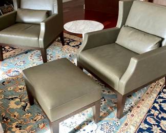 VINTAGE HOLLY HUNT LEATHER 5pc SET by the late CHRISTIAN LIAIGRE