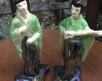 Asian lusterware vintage figurines