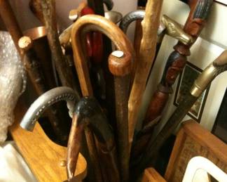 Vintage assorted cane walking sticks 
