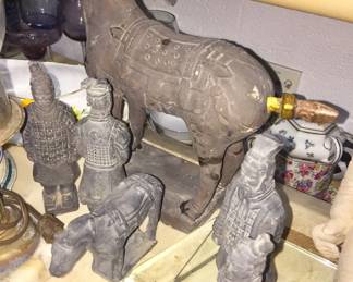 Collection of Asian cast figurines