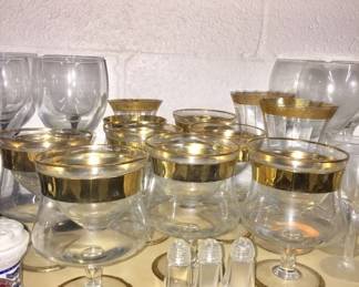 Vintage shrimp  cocktail Appetizer  Stemware w/Gold Trimmed 