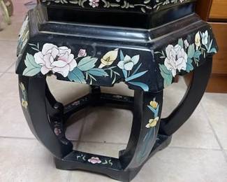 VINTAGE ASIAN  GLASS TOP SIDE TBL 