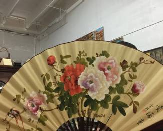 Hand Painted Lg Asian Fan